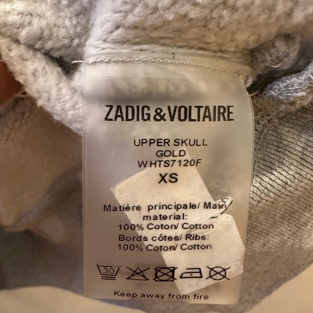 Zadig & Voltaire Upper Skull Metallic Gold Crewneck Sweatshirt XS - Picture 4 of 5